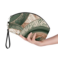 Pochette à maquillage avec dragonne, motif personnalisable, MOQ : 1 pièce, sac cosmétique vert à motif personnalisé, dôme personnalisé