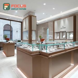 Luxury Mall Jewelry Display Case Wood Frame Brand Store Glass Showcase - Product Image 2