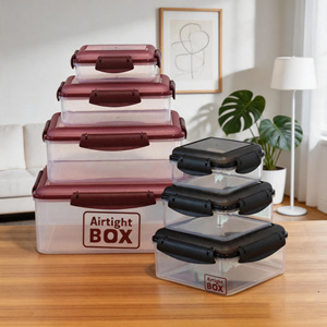 Airtight Box Multi Size Square Food Storage <b>Containers</b> <b>With</b> Clip On <b>Lids</b> For Kitchen Use - Product Image 2