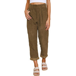 New Arrived <strong>Women</strong> <strong>Brown</strong> Fleece <strong>Corduroy</strong> Korean Style Straight Cargo <strong>Trousers</strong> High Waist Streetwear Pants for <strong>Women</strong> - Product Image 4