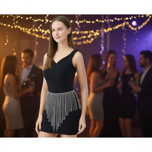 Cintura con strass a catena per donna, accessorio alla moda per vestiti e abiti da festa - Product Image 3