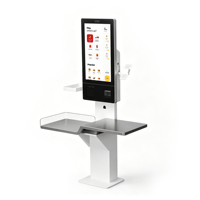 Kiosque de paiement terminal pour restaurant, design sur pied, boîtier en alliage d'aluminium, résolution 1080, écran tactile LED, Windows 11