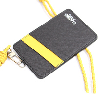 YIXINNIAN tempat kartu bisnis, dua sisi kulit PU pemegang kartu ID kerja dompet dengan tali leher Lanyard