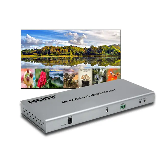 HDMl 8x1 pemutar Multi-Viewer mendukung 1080p Full HD dengan Remote kontrol IR