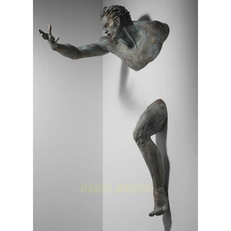 Outdoor Modern Art Decor Bronze Fitness Muscle Man 3d Wall Bronze Abstract Sculpture Statue