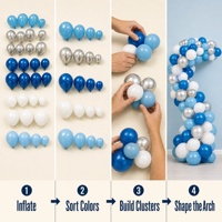 Guirlande de ballons en latex DIY pour baby shower, mariage, fête d'anniversaire, décoration bleu clair, bleu ciel, blanc, argent, arche de ballons