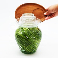 Pot de Fermentation en verre de 2500ML avec couvercle, Pot de Fermentation traditionnelle chinoise avec couvercle hermétique