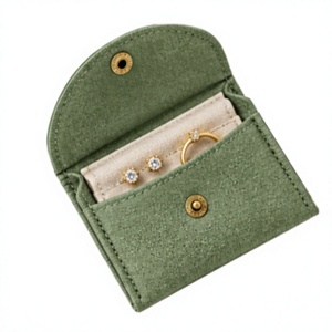 Wholesale cotton gift bags Fashion <b>Green</b> 100% Cotton Envelope <b>Clutch</b> with Gold Snap Button - Product Image 3