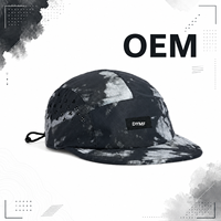 Casquette de course non structurée à 5 panneaux DYMF Premium avec logo personnalisé, légère, en nylon imperméable, perforations laser, style camper