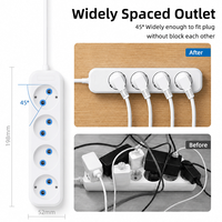 Multiprise PHEIYON EU Schuko 4 prises 10A 2300W avec auto-test, gain de place, CE, pour hôpitaux et bureaux à domicile