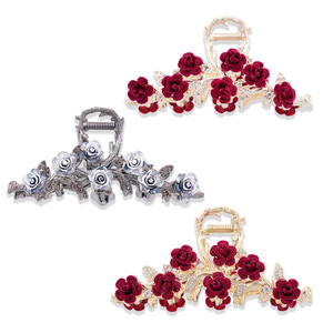 Pince à cheveux rose fleur en peluche pince à cheveux strass laisse pince requin grands accessoires de cheveux <span class=keywords><strong>anciens</strong></span> - Product Image 1