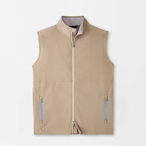 Wholesale Custom Logo Embroidery Breathable Golf Zip Vest Knitted Sleeveless Vest Jacket Golf Wear Men's Vests