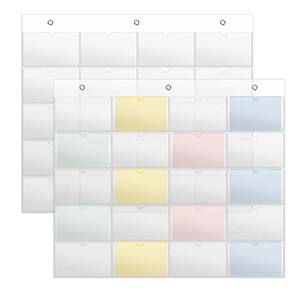 Organizador de Tarjetas de Visita de PVC de 3 x 5 Pulgadas, 5 Filas, 4 Colores, 20 Ranuras para Tarjetas, Soporte de Pared, Organizador de Bolsillos para Negocios, Funda para Tarjetas de Índice de Biblioteca - Product Image 1