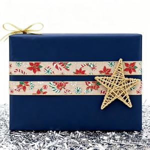 Christmas <b>Wired</b> <b>Ribbon</b> Santa Claus Snowflake Car Custom Printed Burlap Christmas Tree Linen <b>Wired</b> Edge <b>Ribbons</b> - Product Image 3