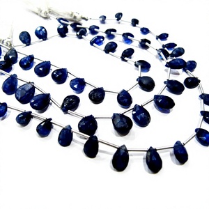 Perles de saphir bleu naturel, forme poire cœur, facettées, 5x7 7x10mm, saphirs authentiques non traités - Product Image 1