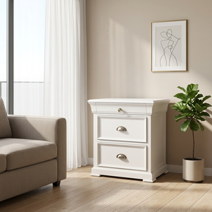 Table d'appoint à 3 tiroirs en Radiata/MDF pour optimiser l'espace, idéale pour les appartements et l'hôtellerie - Product Image 2