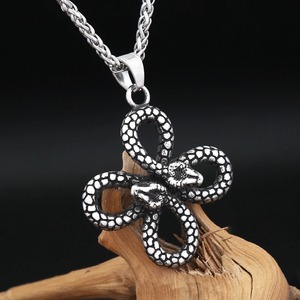 Collar yunnique con colgante de calavera de serpiente de acero inoxidable para hombre, joyería de moda estilo Hip Hop con signo del zodiaco animal, cadena de 60cm - Product Image 4