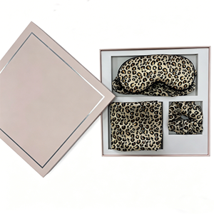 Leopard Print Satin <b>Sleep</b> Set <b>Mask</b> Hair Scrunchy Headband Soft Eye Cover for Travel, Nap & Night Sleeping - Product Image 1