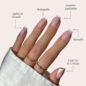 <span class=keywords><strong>Uñas</strong></span> Postizas Glamnetic - Estilo Francés Elegante |   <span class=keywords><strong>Uñas</strong></span> postizas cuadradas medianas con moderna punta francesa micro, calidad de salón |   15 Tamaños - 30 - Product Image 3