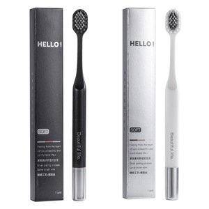 Soft Bristle <b>Toothbrush</b> Manual High Quality Adult Use Silver Plated Bamboo Charcoal Wide <b>Head</b> Model 707 - Product Image 4