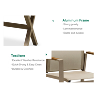 Ensemble de table et chaises empilables pour 6 personnes en alliage d'aluminium durable et moderne pour jardin, cour et salon