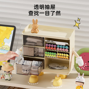 Caja de almacenamiento de escritorio con cajón inclinado, soporte para bolígrafos, organizador de papelería transparente con compartimentos, gran capacidad, multifuncional - Product Image 2