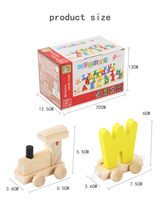 Jouets éducatifs multifonctionnels en bois pour la reconnaissance des couleurs, blocs de construction, train miniature 26 lettres, pour enfants autistes, garçons et filles