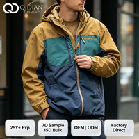 Veste Homme Personnalisée Brodé Streetwear Color Block à Capuche Coupe Ample Ajustable Coupe-Vent pour Randonnée OEM