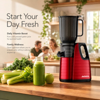 Extracteur de jus à froid à pression lente, fonctionnement silencieux inférieur à 80 dB, entrée large de 15 cm, nettoyage facile, couvercle en maille d'acier inoxydable, OEM ODM