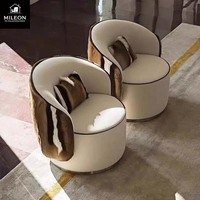 Fauteuil d'appoint de luxe en cuir véritable et fourrure animale, patchwork, pour salon de villa