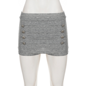 Women's Breathable Dropped Waist Bodycon Mini <b>Skirt</b> with Built-in Shorts <b>Elastic</b> Waist Button Front Summer Casual - Product Image 5