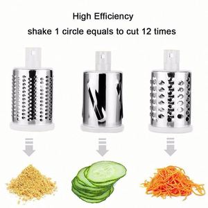 Wholesale 3 in 1 Rotary Cheese Grater Round Tumbling <b>Box</b> Shredder <b>Drum</b> Multifunctional Fruit & Vegetable Cutter With Handle - Product Image 3