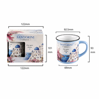 Mug souvenir en céramique personnalisé Santorin Grèce, tasse à café de voyage, mug en céramique imprimé avec un motif emblématique, avec emballage cadeau