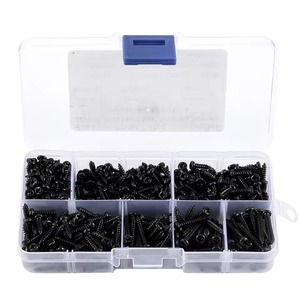 Tornillos autorroscantes negros M3 de cabeza redonda Phillips, juego de 500 tornillos métricos de acero al carbono para madera - Product Image 1