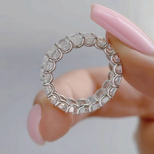 맞춤형 14k 솔리드 골드 랩 성장한 에메랄드 컷 다이아몬드 링 2*3mm 밴드 남성과 여성을위한 화이트 로즈 옐로우 골드 - Product Image 3