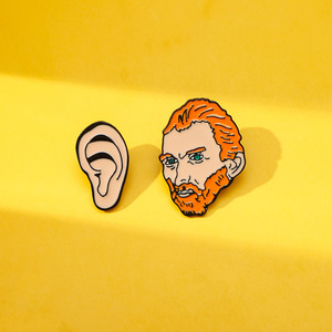 Broches creativos de metal esmaltado con pinturas al óleo de Van Gogh: Girasol y Cielo Estrellado, insignias de arte abstracto para solapa. - Product Image 2
