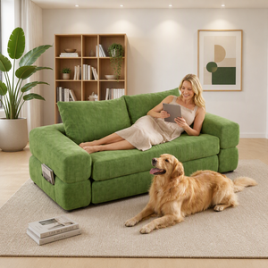 Canapé-lit convertible avec oreiller, tissu écologique, rembourrage en mousse à mémoire de forme, livraison gratuite aux États-Unis, pour salon, chambre à coucher, salle de séjour - Product Image 3