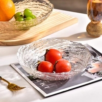 Nouveau Style luxe verre fruits Transparent irrégulière tourbillon assiette grande taille bol en verre clair verre chargeur assiette