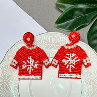 Boucles d'oreilles clous délicates flocon de neige AHAYA pour femme, mini bijoux fantaisie motif T-shirt rouge, style bohème fait main pour tenue quotidienne