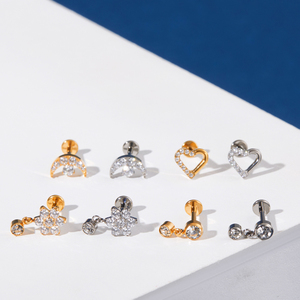 Gaby <strong>Fashion</strong> <strong>Jewelry</strong> ASTM-F136 6AI-4V ELI G23 Titanium Flatback Earring Labret Lip <strong>Piercing</strong> <strong>Jewelry</strong> - Product Image 3