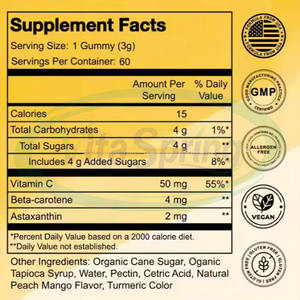 Vitaspring oem דוב ויטמינים שיזוף gummies עם בטא קרוטן ליקופן selenium gummies עבור המערכת החיסונית - Product Image 2