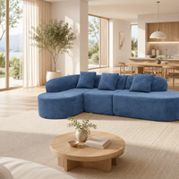 Canapé chaise longue incurvé en chenille compressée sans structure, moderne, trois places, en forme de U, éco-responsable, pour salon ; OEM