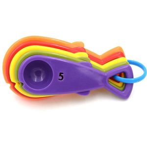 Juego de Tazas y Cucharas Medidoras Magnéticas de Plástico Transparente Apilables y Coloridas para Hornear - Product Image 6