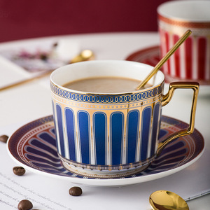 Taza de café de cerámica de estilo nórdico INS, platillo, tazas de té de oro blanco esmaltadas por la tarde británica con temática de vacaciones romanas con cuchara dorada - Product Image 3
