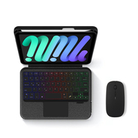 Pour Apple iPad mini 6 8.7 pouces pliable Type fendu tablette Bluetooth magique clavier étui arabe avec rétro-éclairage rvb