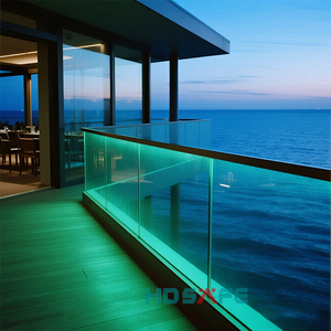 Aluminum <strong>Frameless</strong> LED <strong>Glass</strong> <strong>Balustrade</strong> U Channel <strong>Glass</strong> Railing With LED Light For Balcony Terrace Deck Stair Hotel Railing - Product Image 1