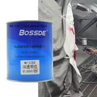 Bossde 1L Transparent Rouge Revêtement Liquide Acrylique 1K pour Automobile, Forte Teinte, en Spray, pour la Rénovation Automobile et la Réparation en Atelier