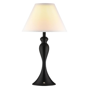Lámpara de mesa de estilo europeo E27 con control táctil, cuerpo de metal, pantalla blanca, lámpara de escritorio que cuida la vista para dormitorio y mesita de noche. - Product Image 4
