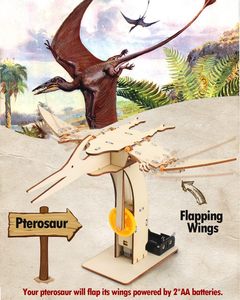 Lot de 4 jouets dinosaures pour enfants, puzzle en bois 3D, projets scientifiques éducatifs, jouets, kit scientifique DIY - Product Image 2