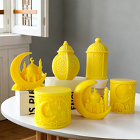 Moule en silicone pour bougie aromathérapeutique en forme de lune transfrontalière, moule décoratif en résine à gouttelettes de plâtre en forme d'étoile et de croissant de lune pour bricolage